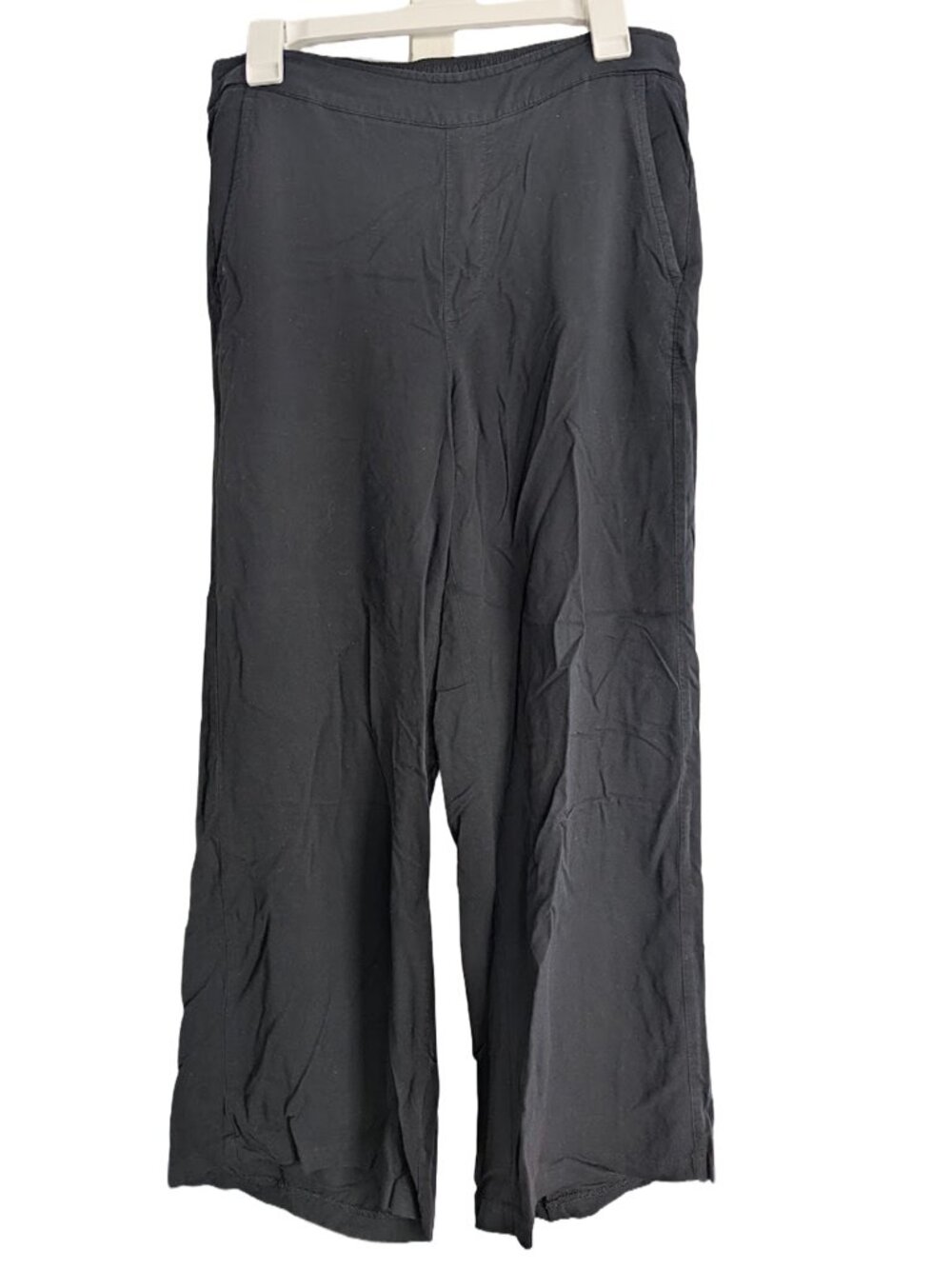 Old Navy Black Rayon High Waisted Wide Leg Cropped Pants